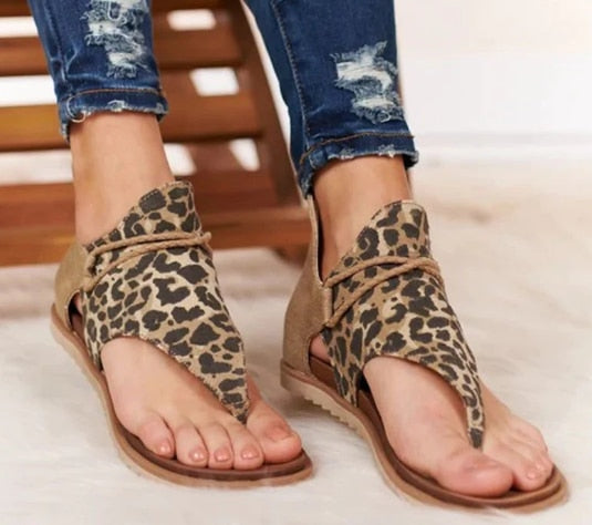 Sandals Leopard Pattern Large Size Rome Sandals Women's Anti-slip