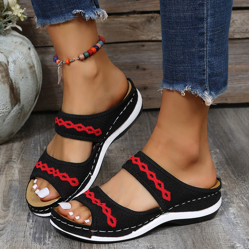 Sandals Size women's flying woven sandals with thick soles