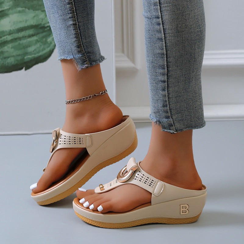 sandals Summer New Beach Flip-Flops Wedge Sandals Plus