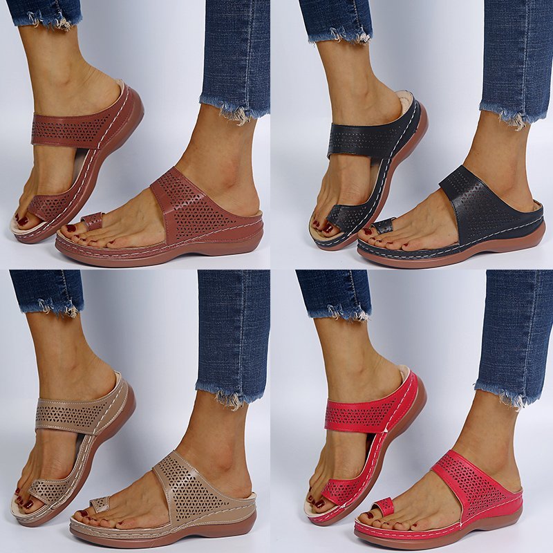 Plus Size Women's Shoes Vintage Bohemia Style Hollow Wedge Sandals Women's Thong Sandals