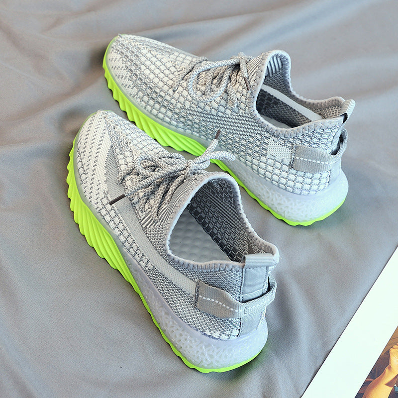 Spring And Summer Korean Version Of Knitted Dad Shoes Ins Full Of Stars Jelly Bottom Coconut Shoes Flying Woven Shoes Sports Women