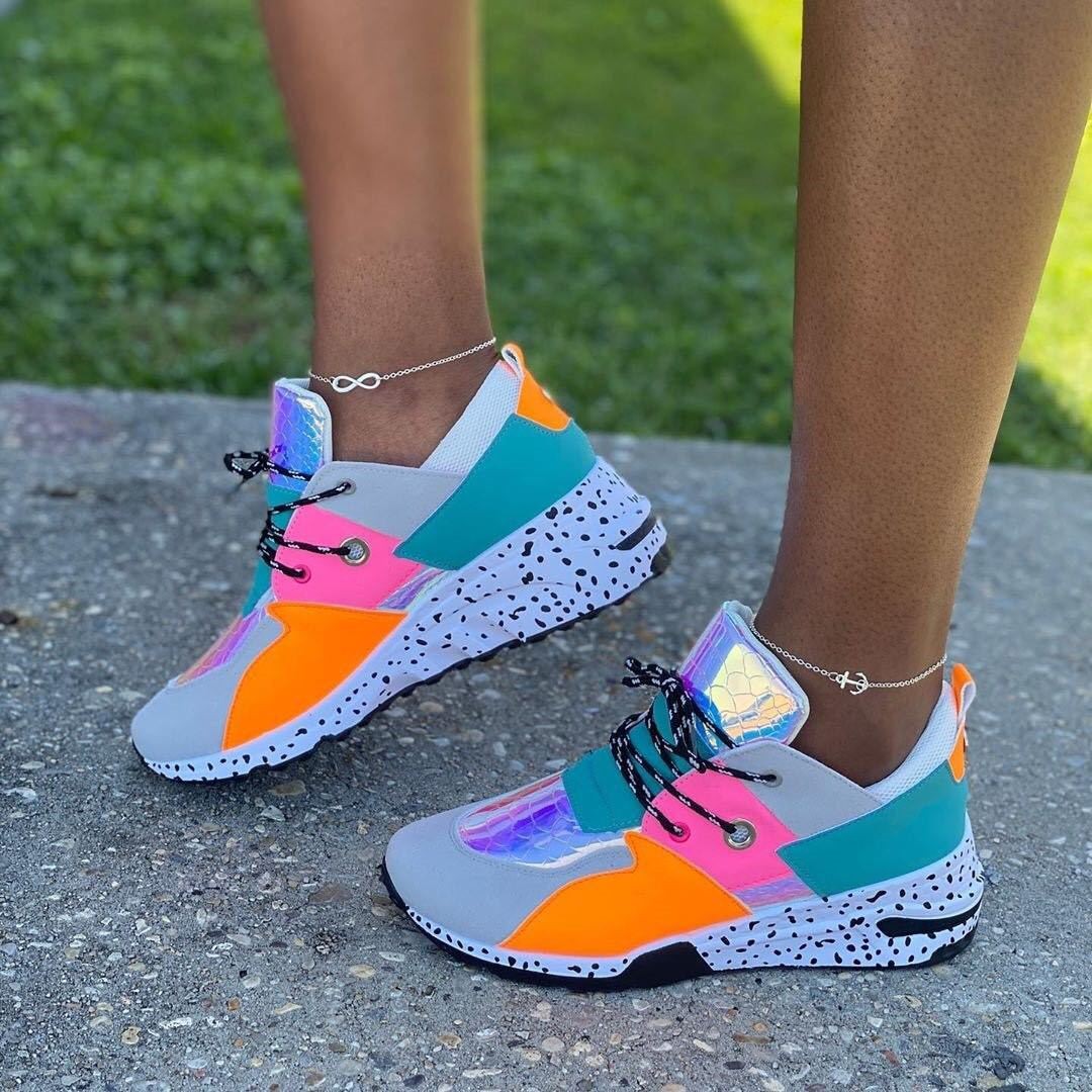 Women's Plus Size Platform Mixed-color Sneakers Stylish Lightweight Running