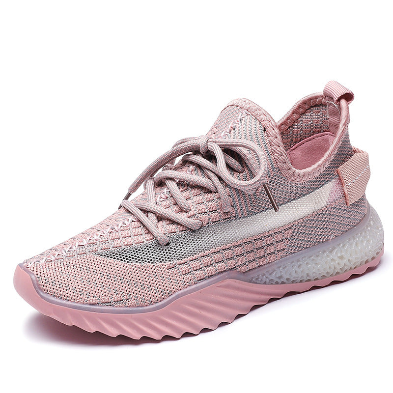 Spring And Summer Korean Version Of Knitted Dad Shoes Ins Full Of Stars Jelly Bottom Coconut Shoes Flying Woven Shoes Sports Women