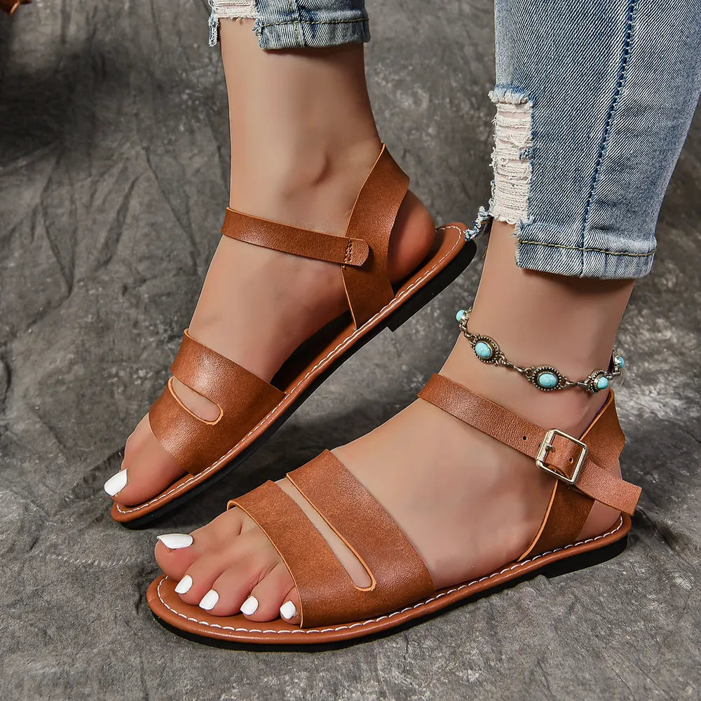 Sandals Open Toe Buckle Flat Sandals