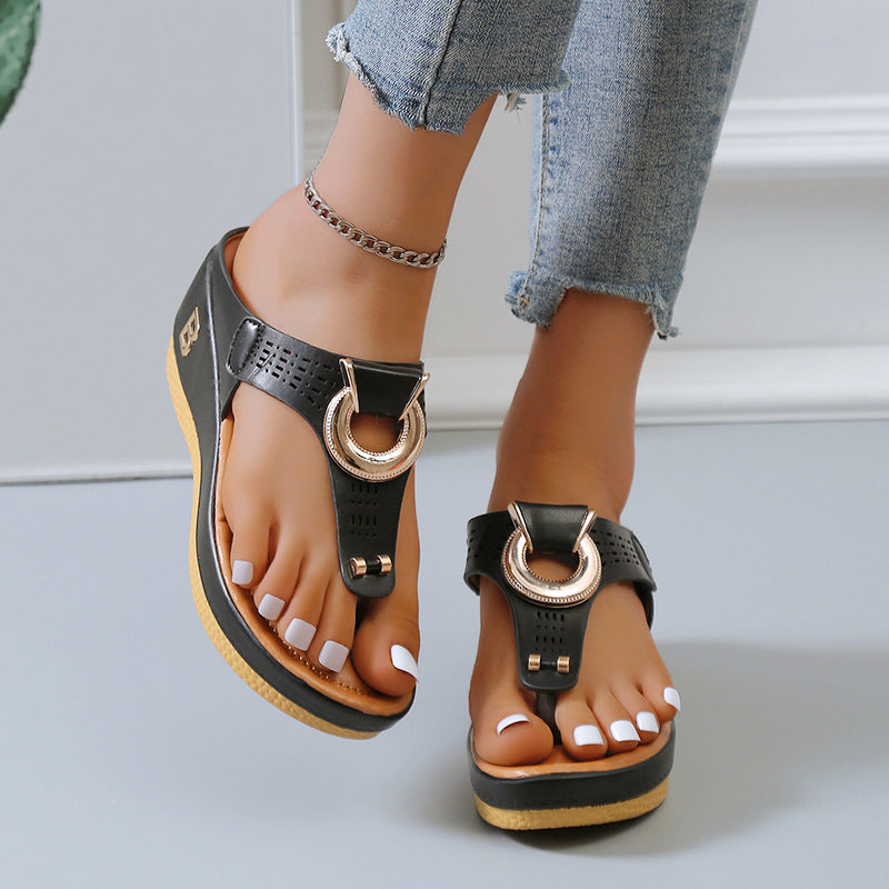 sandals Summer New Beach Flip-Flops Wedge Sandals Plus