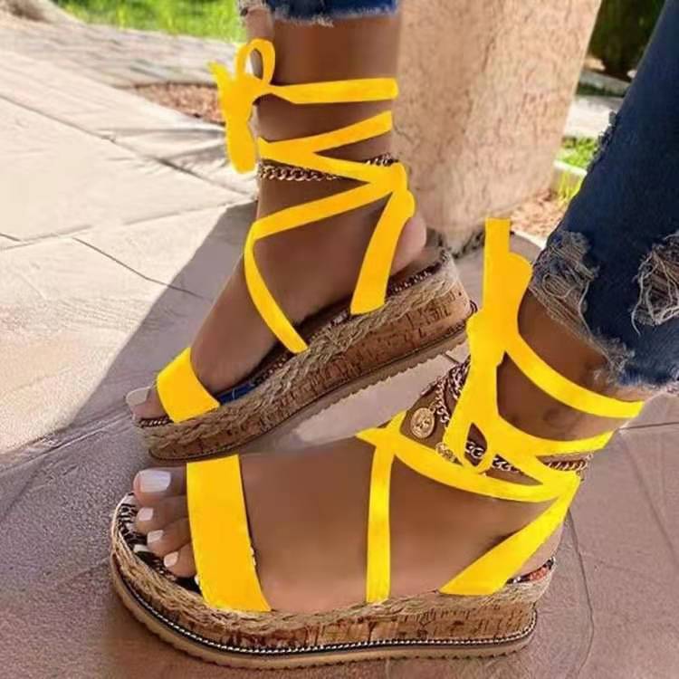 Sandals Women's New Thick Bottom Strappy Snake Print Sandals Large Size Shoes