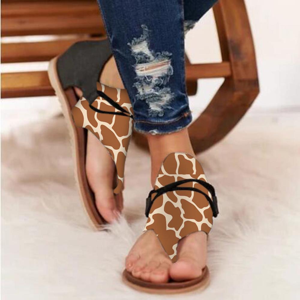 Sandals Leopard Pattern Large Size Rome Sandals Women's Anti-slip