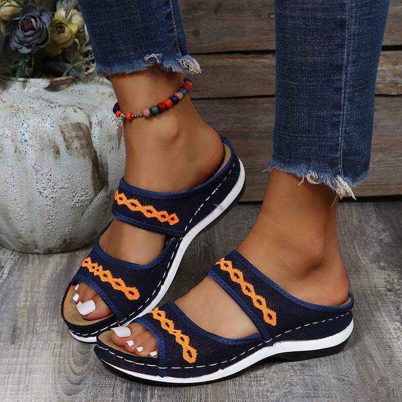 Sandals Size women's flying woven sandals with thick soles